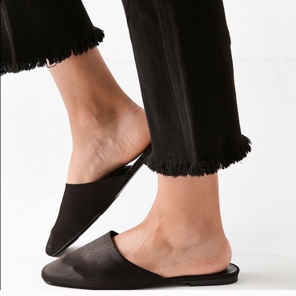 black satin mules